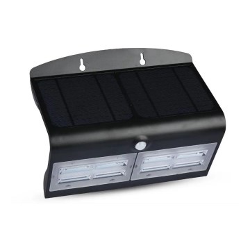 Настінний LED світильник на сонячній батареї з датчиком LED/7W/3,7V 4000K IP65 чорний