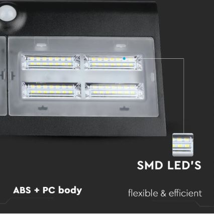 Настінний LED світильник на сонячній батареї з датчиком LED/7W/3,7V 4000K IP65 чорний