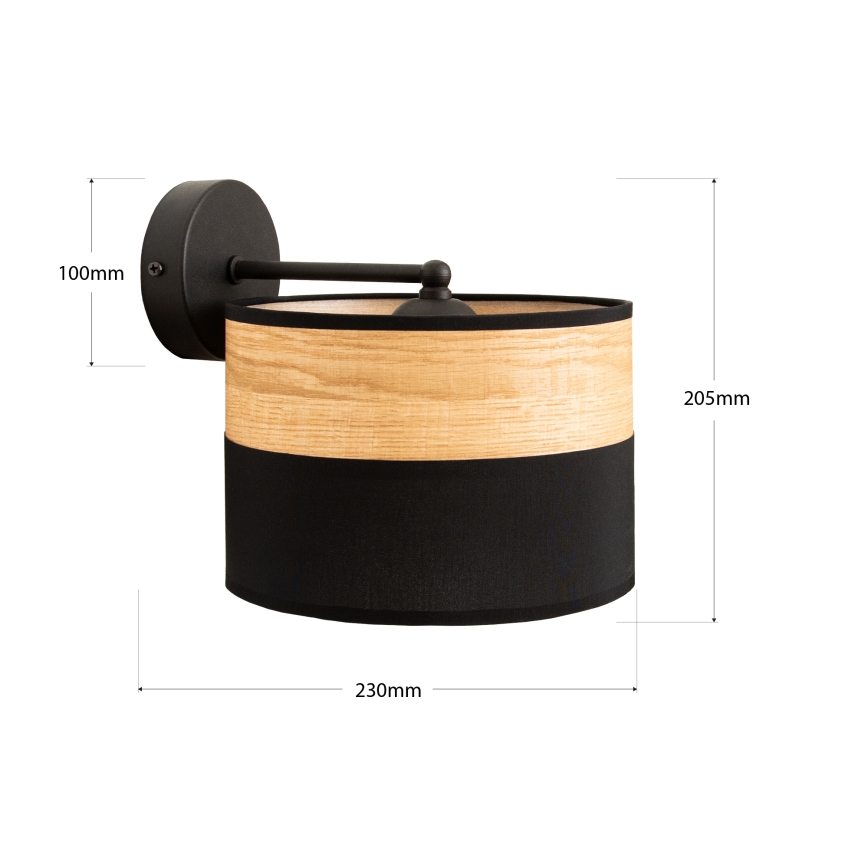 Настінний світильник ALBA 1xE27/15W/230V чорний/коричневий