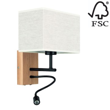 Настінний світильник BOHO 1xE27/25W + LED/1W/230V дуб – FSC сертифіковано