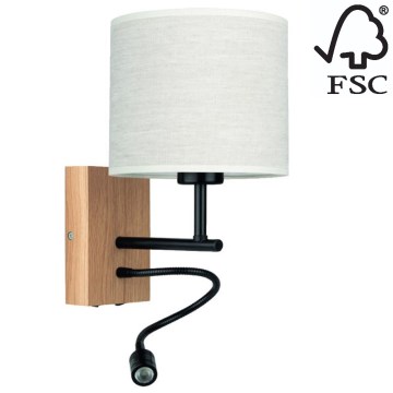 Настінний світильник BOHO 1xE27/25W + LED/1W/230V дуб – FSC сертифіковано