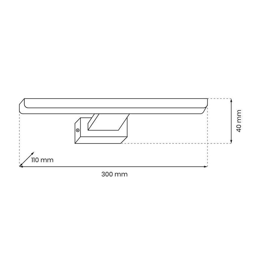 Настінний світильник для ванної кімнати SHINE LED, 7W/230V, 30 см, IP44, блискучий хром