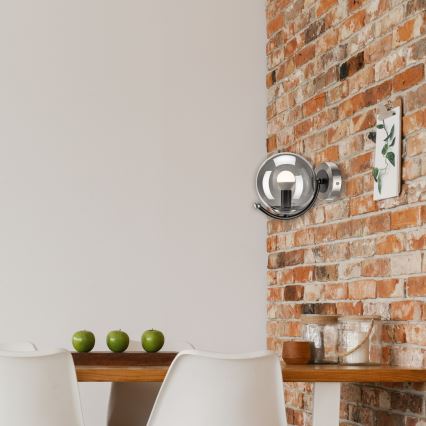 Настінний світильник GEORGIA 1xE14/5W/230V матовий хром/димчастий