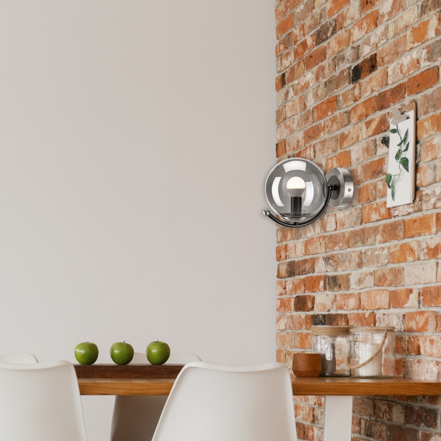 Настінний світильник GEORGIA 1xE14/5W/230V матовий хром/димчастий