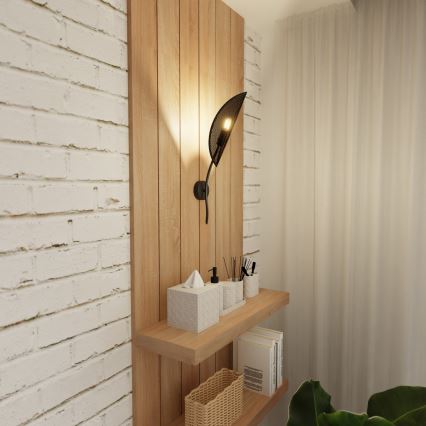 Настінний світильник LOTUS 1xE14/10W/230V чорний/золотий