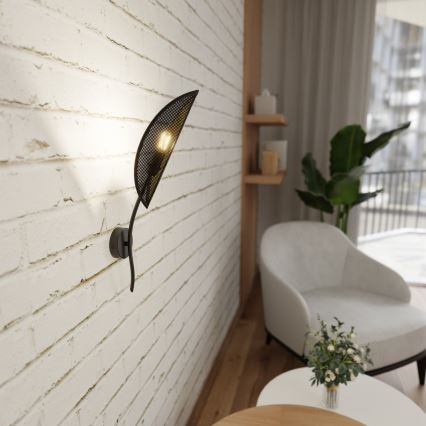 Настінний світильник LOTUS 1xE14/10W/230V чорний/золотий