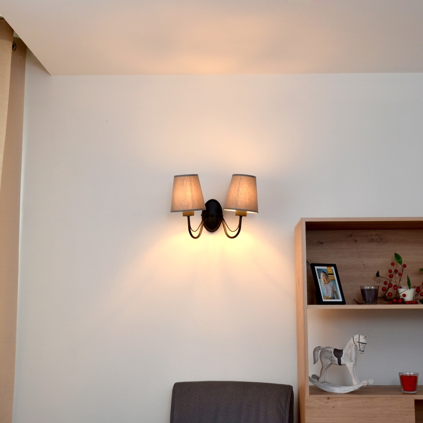 Настінний світильник MALBO 2xE27/15W/230V сірий/чорний