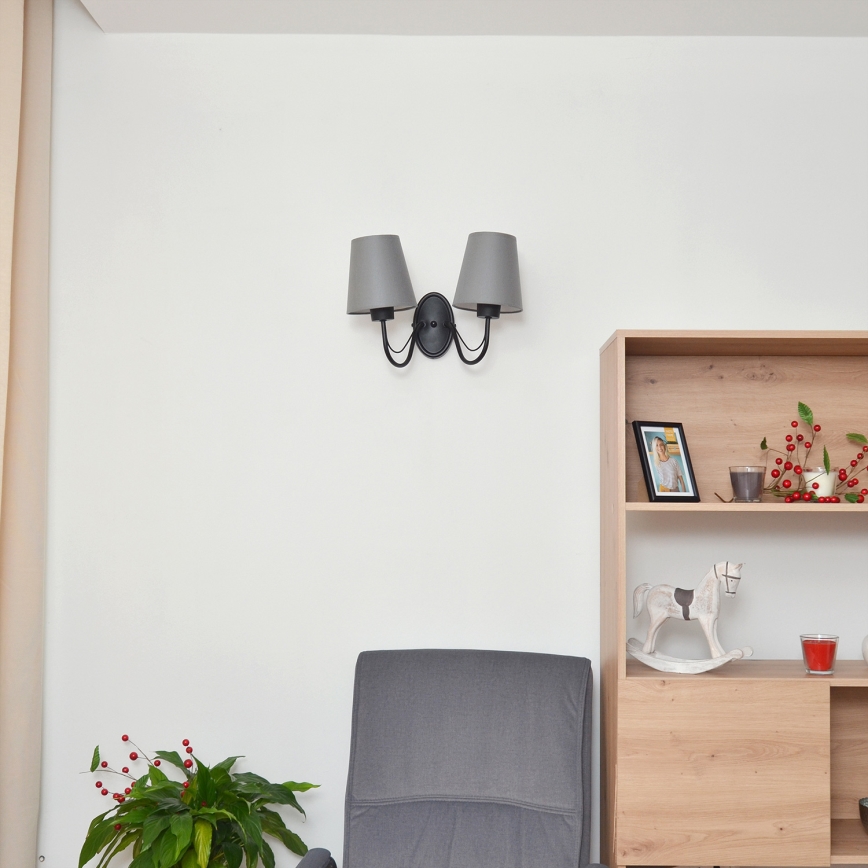 Настінний світильник MALBO 2xE27/15W/230V сірий/чорний