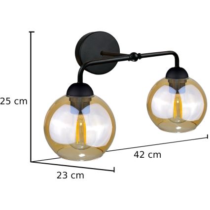 Настінний світильник MELLE BLACK 2xE27/60W/230V