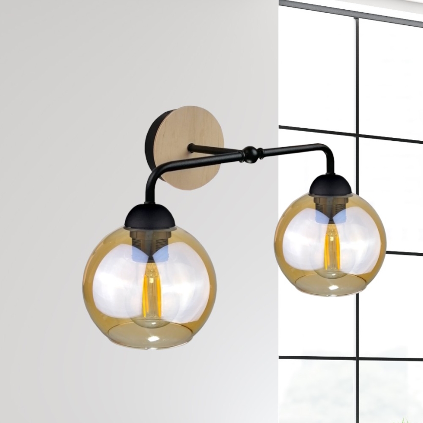 Настінний світильник MELLE WOOD 2xE27/60W/230V