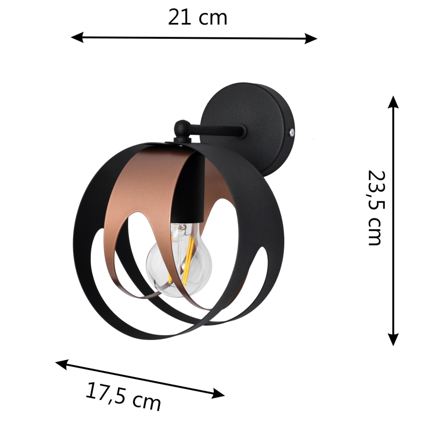Настінний світильник MOONLIGHT 1xE27/15W/230V чорний/мідний