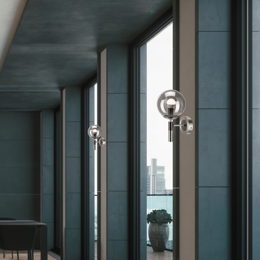 Настінний світильник ROLLO 1xE14/5W/230V матовий хром/димчастий