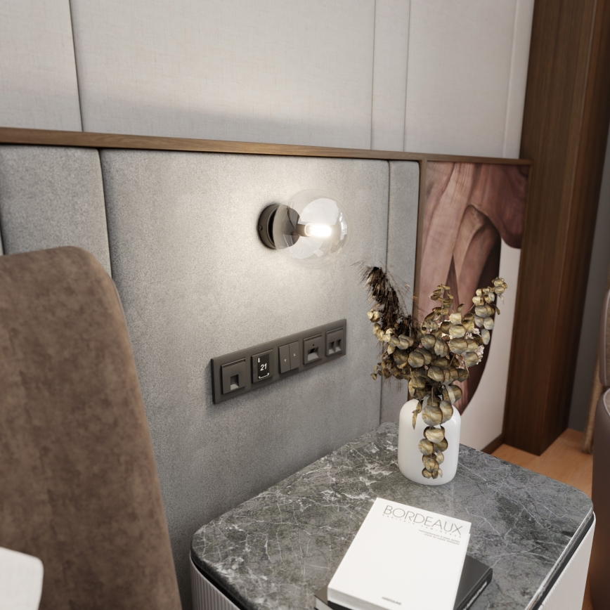 Настінний світильник ROSSI 1xE14/10W/230V чорний/прозорий