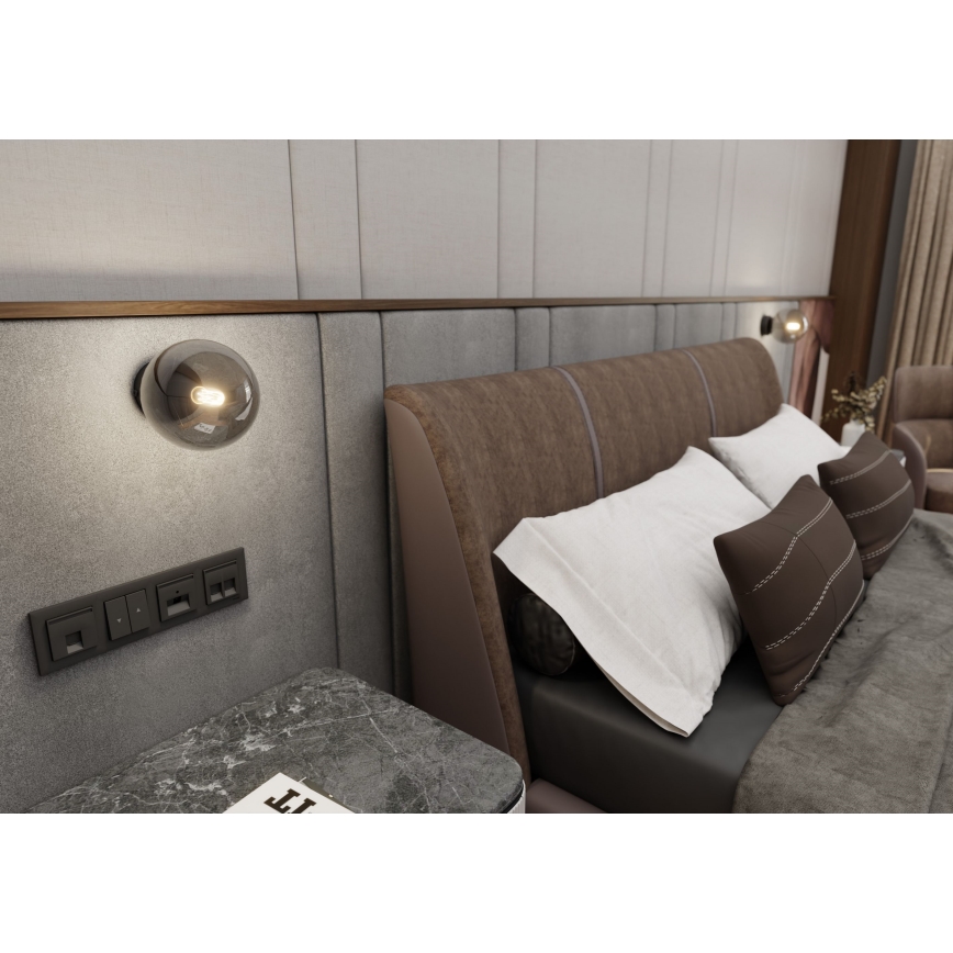 Настінний світильник ROSSI 1xE14/10W/230V чорний/сірий