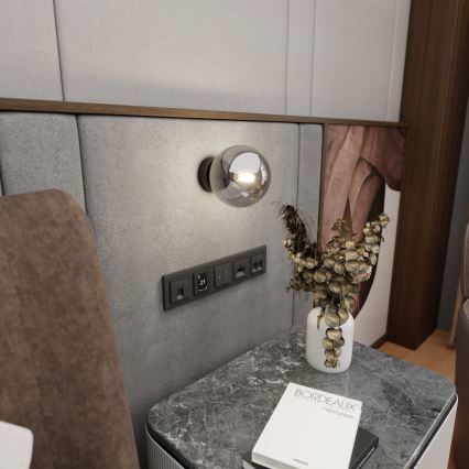 Настінний світильник ROSSI 1xE14/10W/230V чорний/сірий