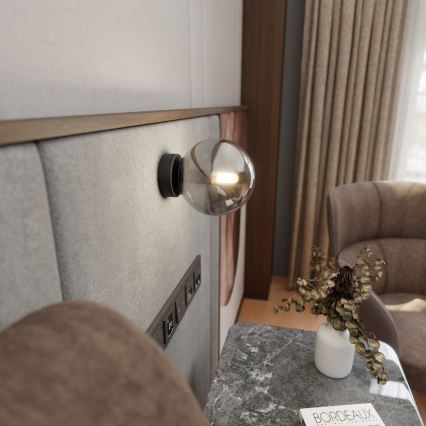 Настінний світильник ROSSI 1xE14/10W/230V чорний/сірий