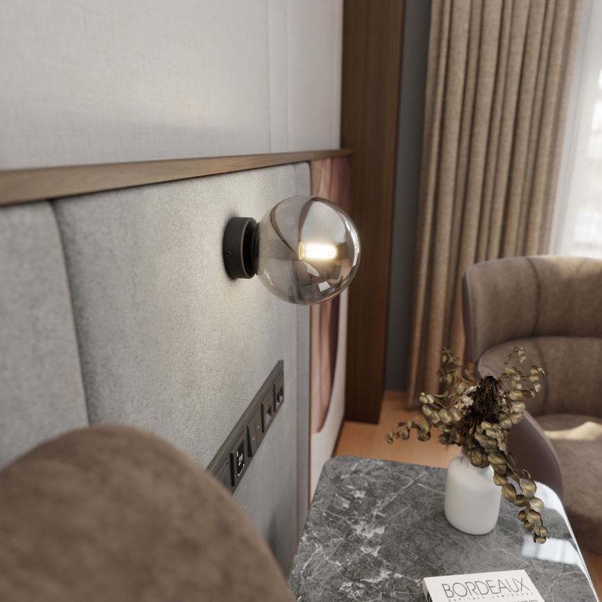 Настінний світильник ROSSI 1xE14/10W/230V чорний/сірий