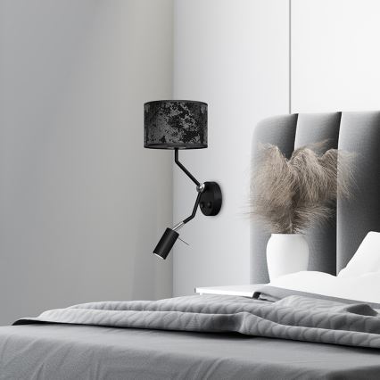 Настінний світильник SATINO 1xE27/40W/230V + 1xGU10/MR11/7W чорний/сірий