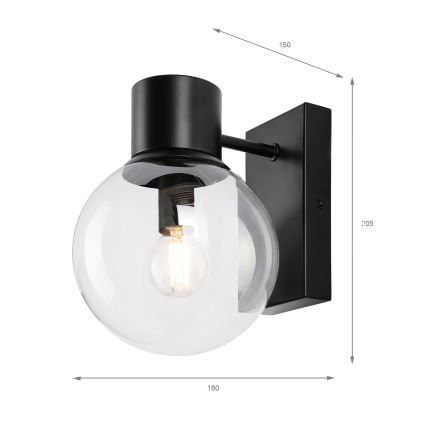 Настінний світильник SFERIO 1xE14/5W/230V чорний/прозорий