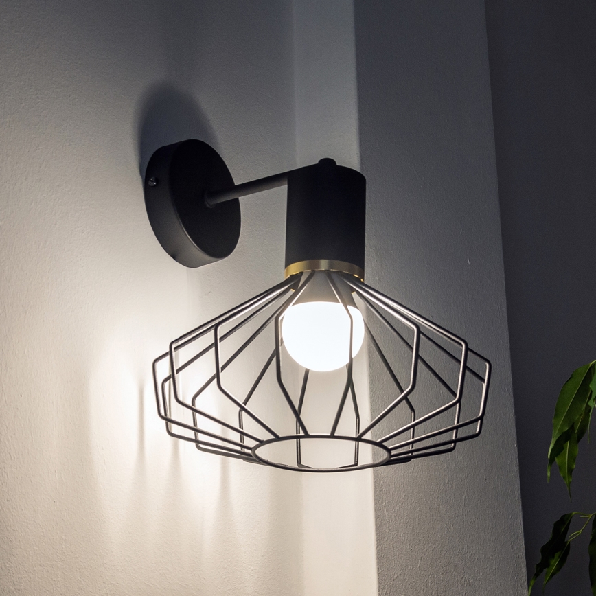 Настінний світильник SOLANO 1xE27/15W/230V чорний/золотий