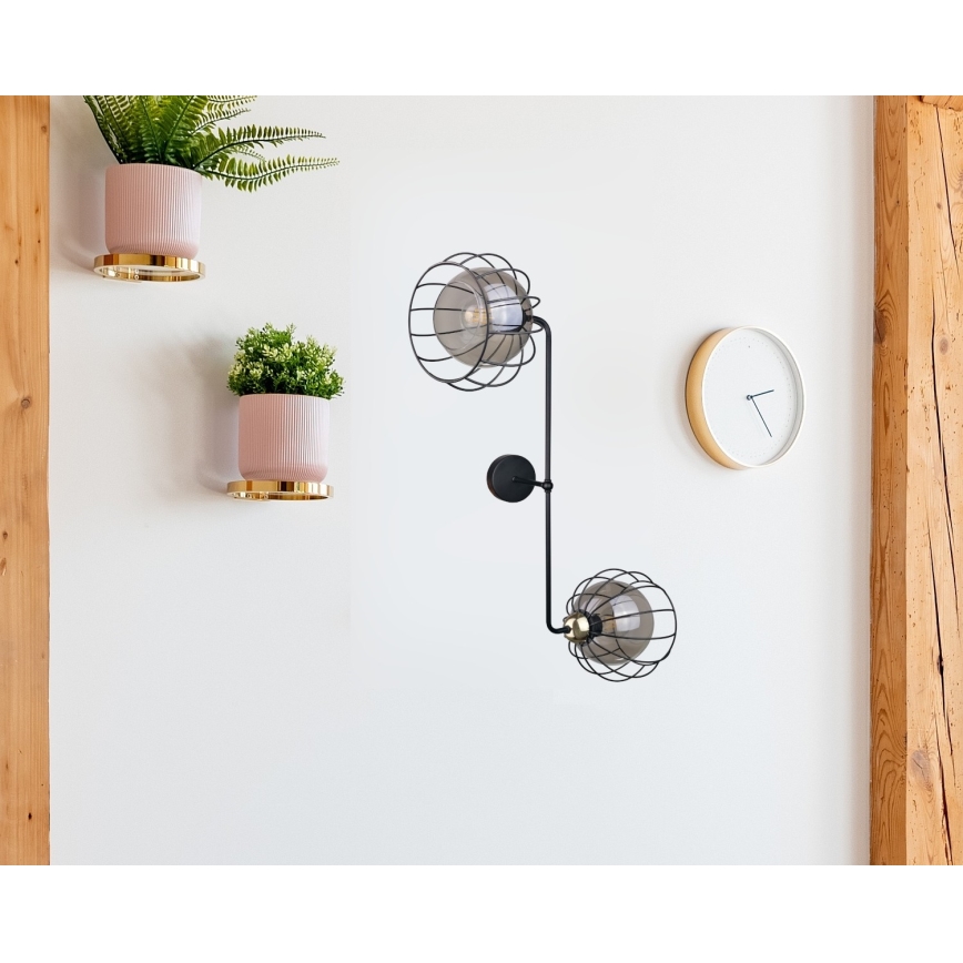 Настінний світильник SOLO BLACK 2xE27/60W/230V чорний/золотий
