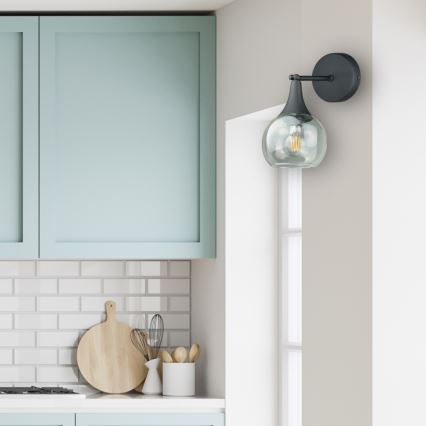 Настінний світильник STAR 1xE27/60W/230V чорний/прозорий