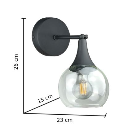 Настінний світильник STAR 1xE27/60W/230V чорний/прозорий