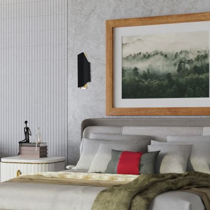 Настінний світильник WALL 2xGU10/8W/230V чорний/латунь