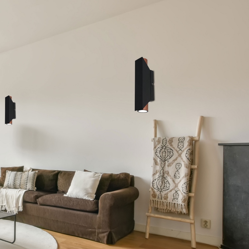 Настінний світильник WALL 2xGU10/8W/230V чорний/мідний