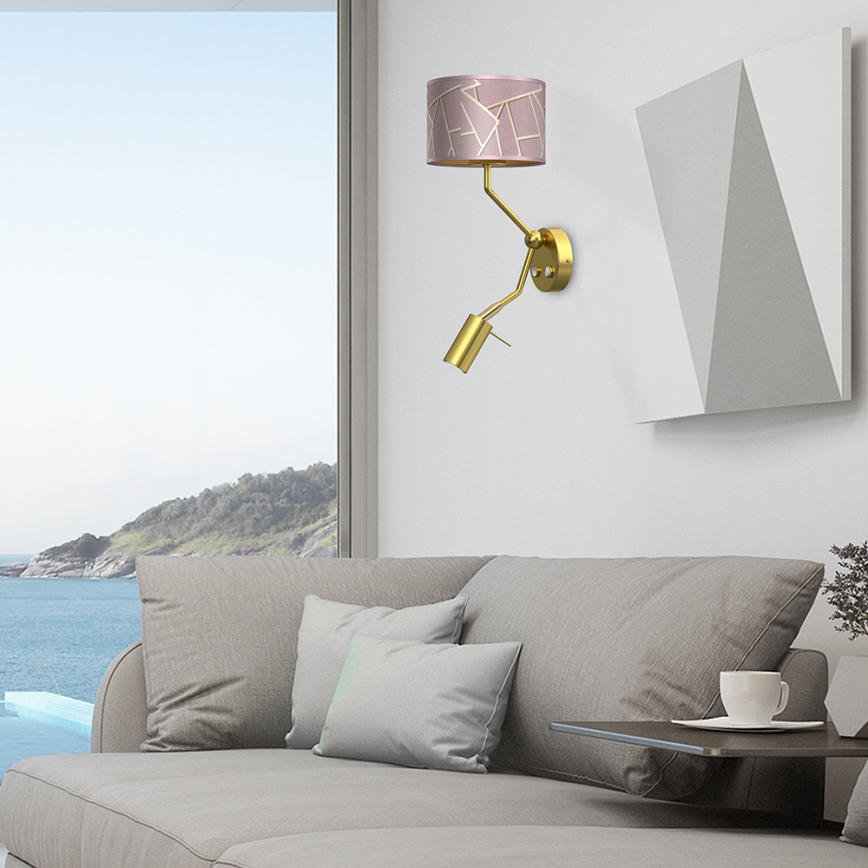 Настінний світильник ZIGGY 1xE27/40W/230V + 1xGU10/MR11/7W рожевий/золотий