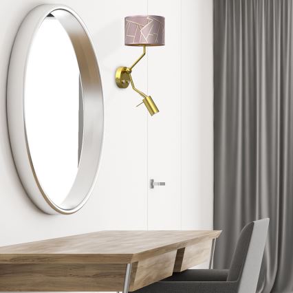 Настінний світильник ZIGGY 1xE27/40W/230V + 1xGU10/MR11/7W рожевий/золотий