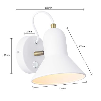 Настінний точковий світильник ASTAMA 1xE27/40W/230V білий/латунний
