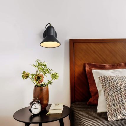 Настінний точковий світильник ASTAMA 1xE27/40W/230V чорний/латунь