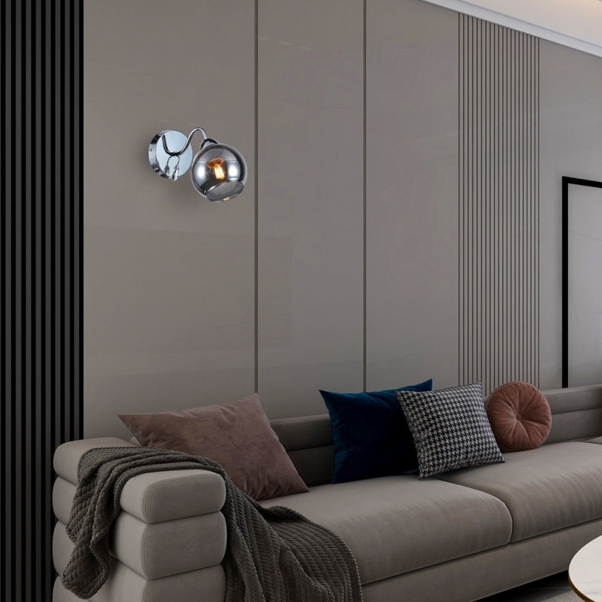 Настінний точковий світильник CONNOR 1xE27/15W/230V глянцевий хром/сірий