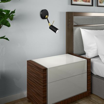 Настінний точковий світильник IRIS 1xGU10/MR11/40W/230V чорний/золотий