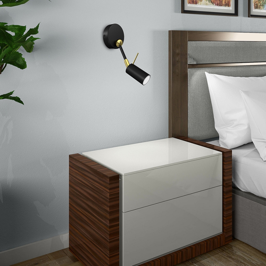 Настінний точковий світильник IRIS 1xGU10/MR11/40W/230V чорний/золотий
