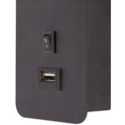 Настінний точковий світильник із USB зарядкою 1xGU10/35W/230V чорний