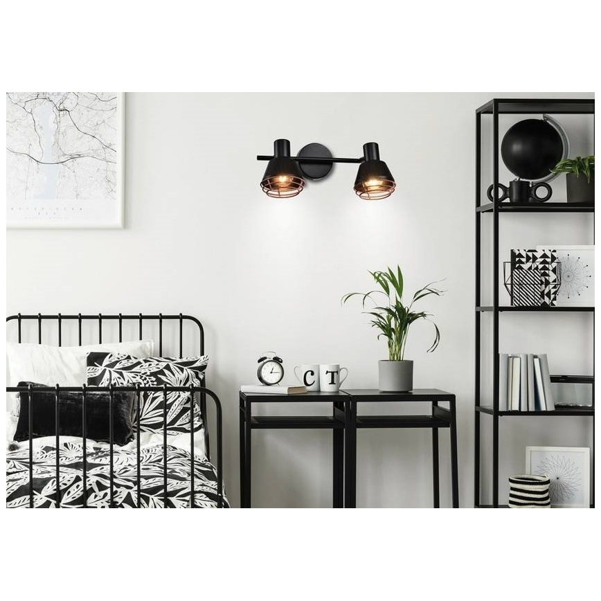 Настінний точковий світильник NERIA 2xE14/40W/230V чорний/мідний