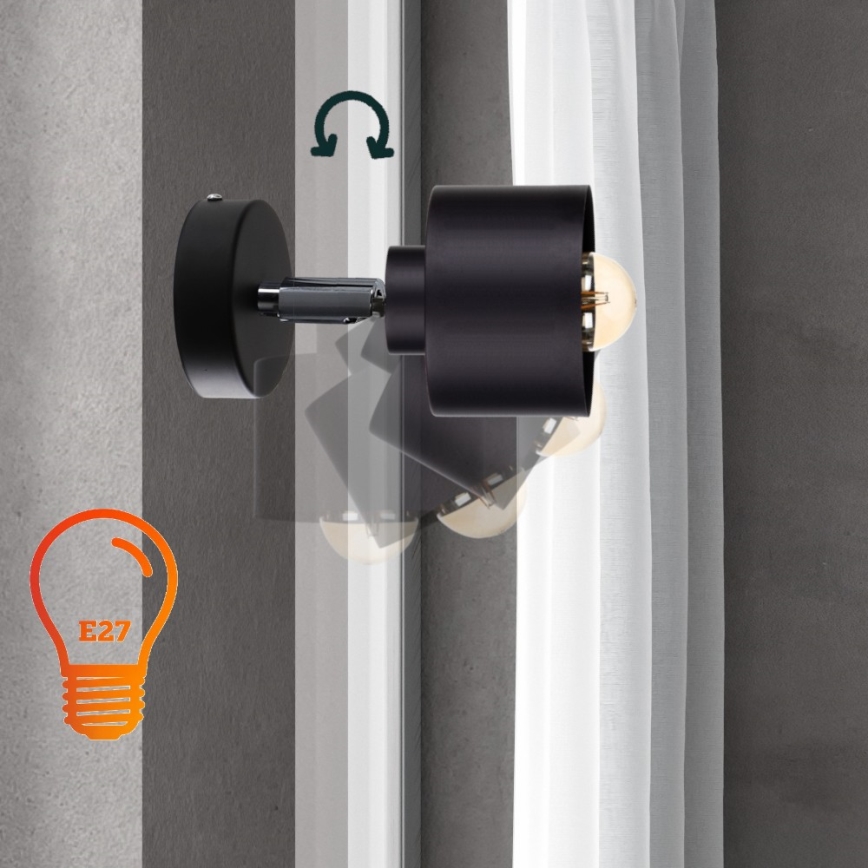 Настінний точковий світильник SIMPLY BLACK 1xE27/60W/230V