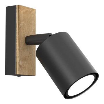 Настінний точковий світильник TULON 1xGU10/8W/230V чорний/дуб