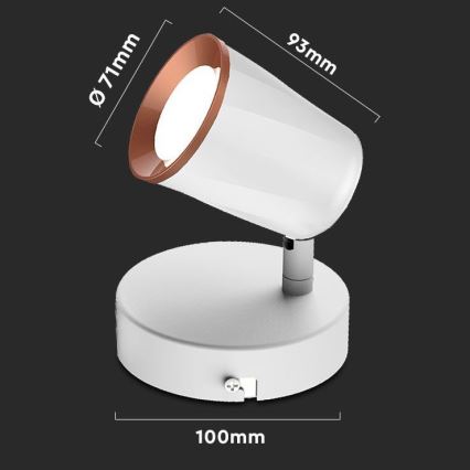 Настінний точковий LED світильник LED/5W/230V 3000K білий