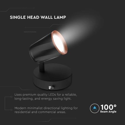 Настінний точковий LED світильник LED/5W/230V 4000K чорний