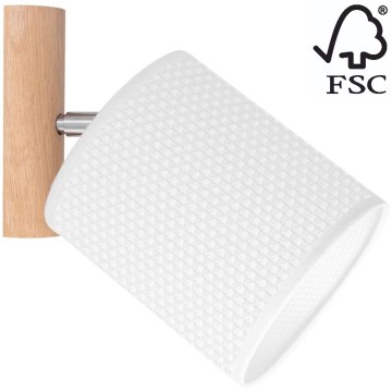 Настінний точковий світильник BENITA 1xE27/25W/230V білий/дуб – FSC сертифіковано