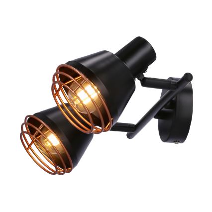 Настінний точковий світильник NERIA 2xE14/40W/230V чорний/мідний