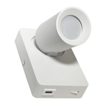 Настінний точковий світильник TAFT 1xGU10/30W/230V USB білий