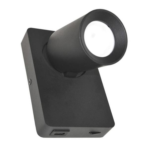 Настінний точковий світильник TAFT 1xGU10/30W/230V USB чорний