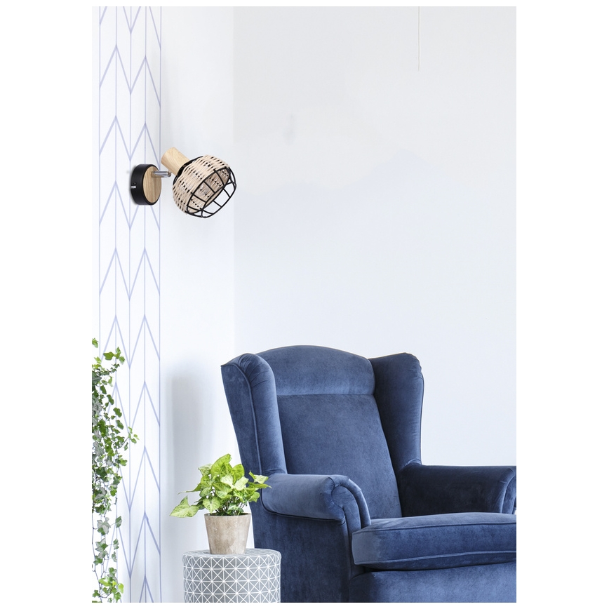Настінний точковий світильник TAJGA 1xE14/40W/230V ротанґ/чорний