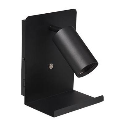 Настінний точковий світильник з поличкою і USB зарядним пристроєм 1xGU10/35W/230V чорний