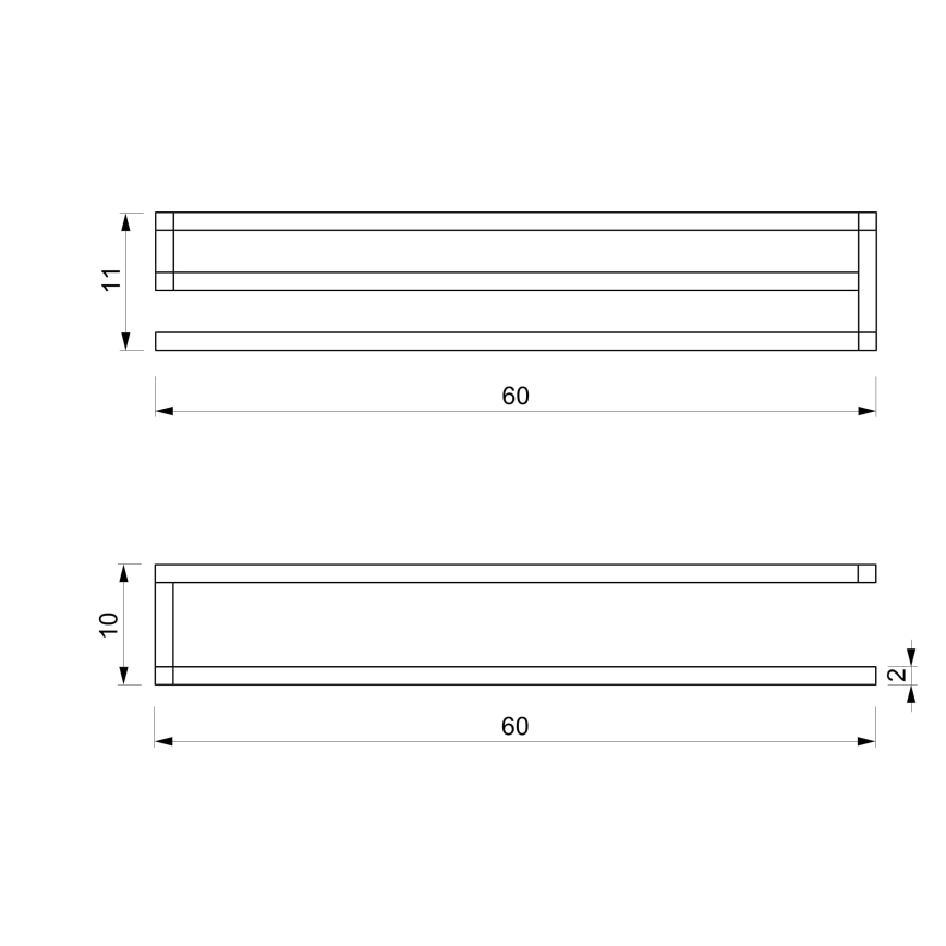 Настінний тримач для рушників 10x60 см білий