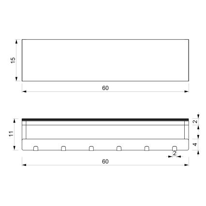 Настінний тримач для рушників з полицею 10x60 см чорний